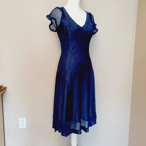 Komarov Crinkle Satin and Chiffon Dress